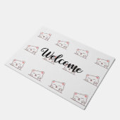 Cute Cat Peeking Welcome Fußmatte (Schrägansicht)