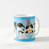 Cute cat penguin birthday party mug kaffeetasse (VorderseiteRechts)