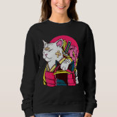Cute Cat Pet Ninja Samurai Japanese Kanji Design Sweatshirt (Vorderseite)