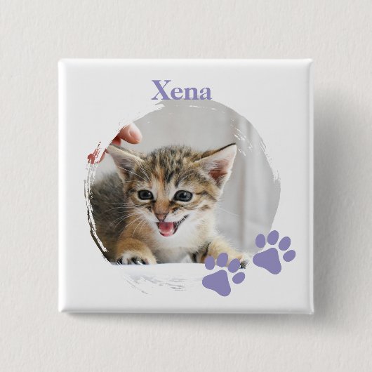 Cute Cat pet with customized name Button (Vorderseite)