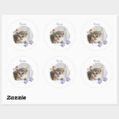 Cute Cat pet with customized name Runder Aufkleber (Blatt)