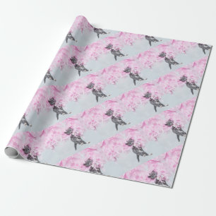 Cute Cat pink plume Geschenkpapier