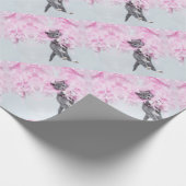 Cute Cat pink plume Geschenkpapier (Ecke)