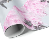 Cute Cat pink plume Geschenkpapier (Rolleneckpunkt)