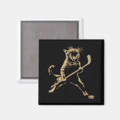 Cute Cat Playing Ice Hockey Lover Player Funny  Magnet (Vorderseite/Rückseite)
