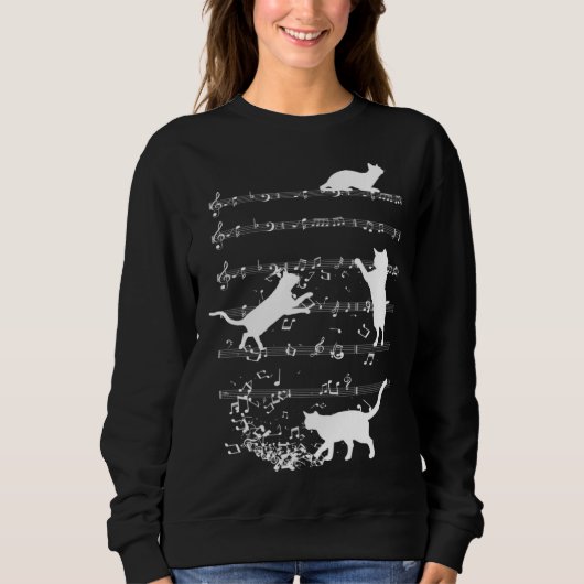 Cute Cat Playing Music Notes Jazz Day Jazz Musi Sweatshirt (Vorderseite)
