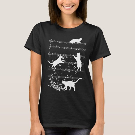 Cute Cat Playing Music Notes Jazz Day Jazz Musi T-Shirt (Vorderseite)
