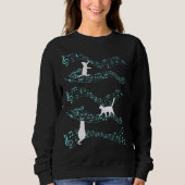 Cute Cat Playing On Musical Notes Sheets Music Sweatshirt (Vorderseite)