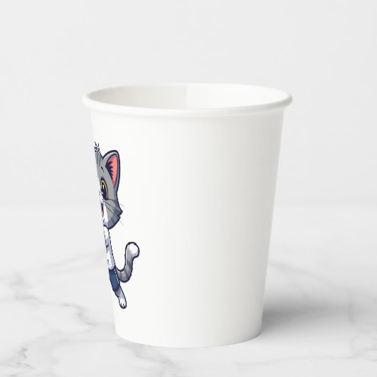 Cute cat playing tennis pappbecher (Links)