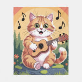 Cute Cat Playing Ukuele Fleecedecke (Vorderseite)
