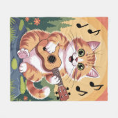 Cute Cat Playing Ukuele Fleecedecke (Vorderseite (Horizontal))