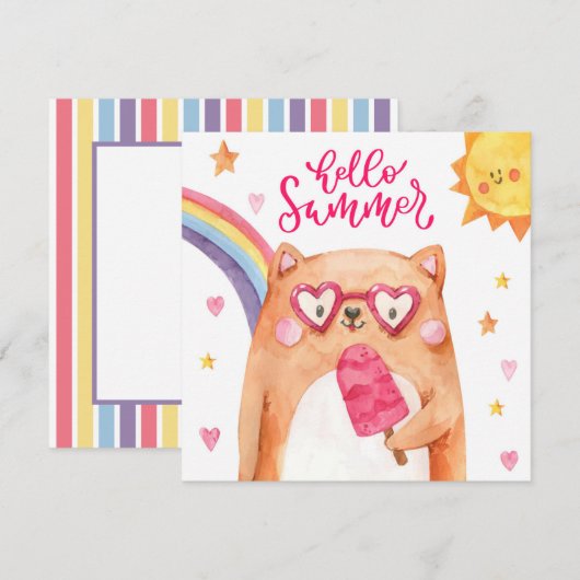 Cute Cat Popsicle Summer Greeting Card (Vorne/Hinten)