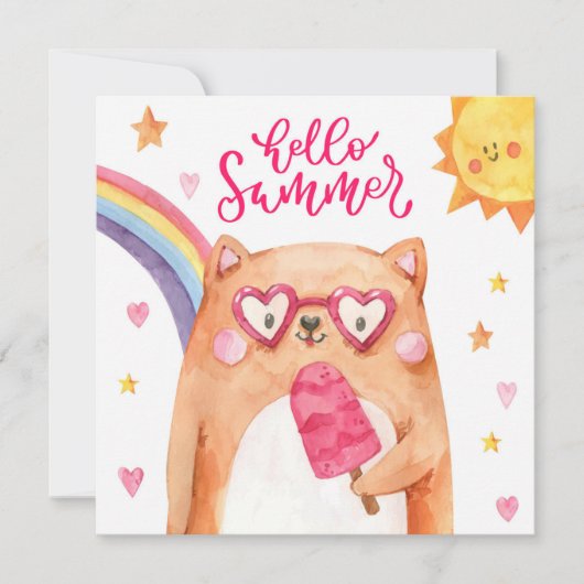 Cute Cat Popsicle Summer Greeting Card (Vorderseite)