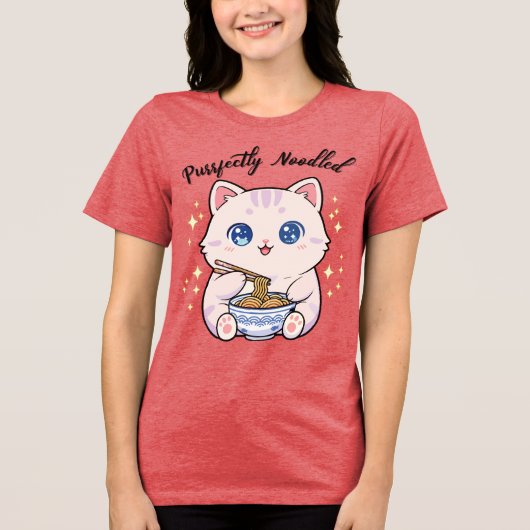 Cute Cat Purrfectly Noodled T-shirt Tri-Blend Shirt (Vorderseite)