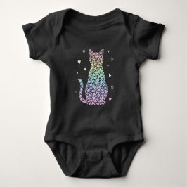  cute cat  rainbow hearts pastel gradient pattern baby strampler