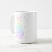 cute cat  rainbow hearts pastel gradient pattern kaffeetasse (Vorderseite Links)