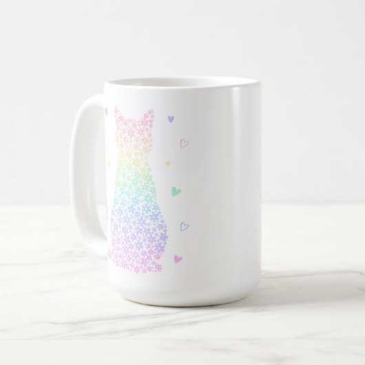  cute cat  rainbow hearts pastel gradient pattern kaffeetasse (Vorderseite Links)