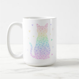  cute cat  rainbow hearts pastel gradient pattern kaffeetasse