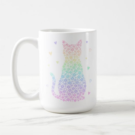  cute cat  rainbow hearts pastel gradient pattern kaffeetasse (Links)