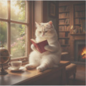 Cute Cat Reading Aufkleber (Vorderseite)