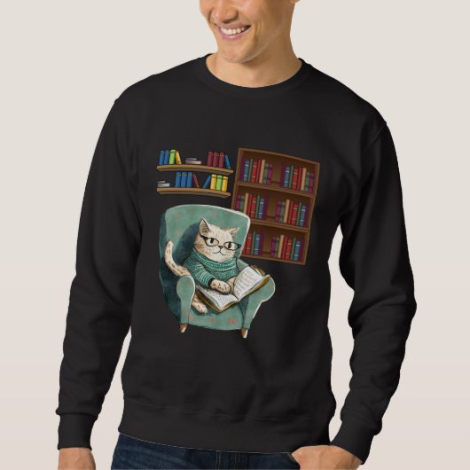 Cute Cat Reading Book Bookworms Cat Reading Sweatshirt (Vorderseite)