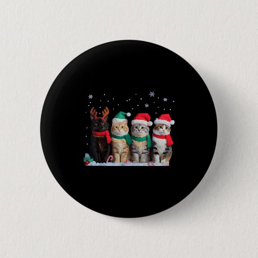 Cute Cat Reindeer Light Christmas Cat Funny Santa  Button (Vorderseite)
