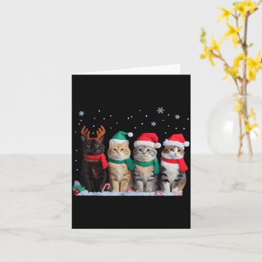 Cute Cat Reindeer Light Christmas Cat Funny Santa Karte (Gelbe Blume)