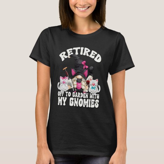 Cute Cat Retired Mom Gnome For Cat Grandma Wine Re T-Shirt (Vorderseite)
