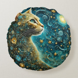 cute cat Round Pillow Rundes Kissen