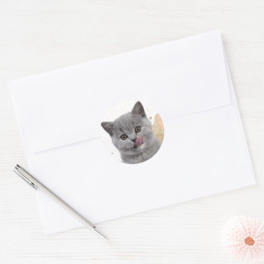 Cute cat  runder aufkleber (Umschlag)