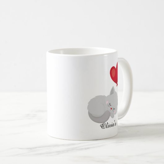 Cute Cat Sleeping Custom Name Perfect For Gift Kaffeetasse (VorderseiteRechts)