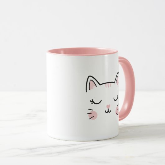 Cute Cat Sleeping Face Coffee Mug Tasse (VorderseiteRechts)