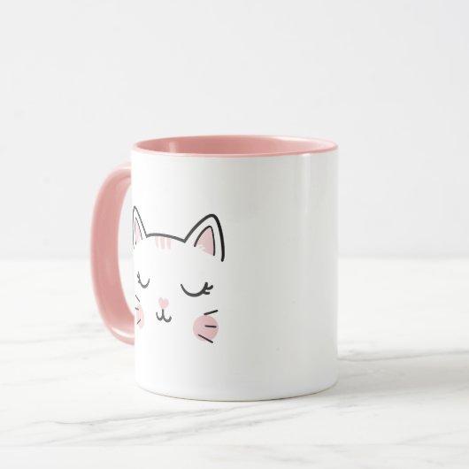 Cute Cat Sleeping Face Coffee Mug Tasse (Vorderseite Links)