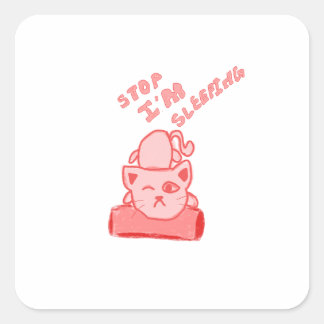 Cute cat sleeping  quadratischer aufkleber