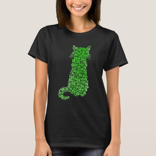 Cute Cat St Patricks Day Clover Lucky Cat Mom Sham T-Shirt (Vorderseite)