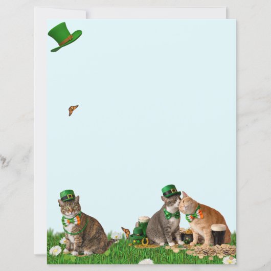 Cute Cat St Patrick's Day Stationery (Vorderseite)