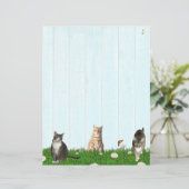 Cute Cat Stationery - Added chickens on Back (Stehend Vorderseite)