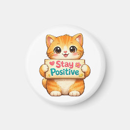Cute Cat Stay Positive Cheerful Mood  Magnet