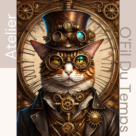 Cute Cat Steampunk with Hat 13X19 Seidenpapier