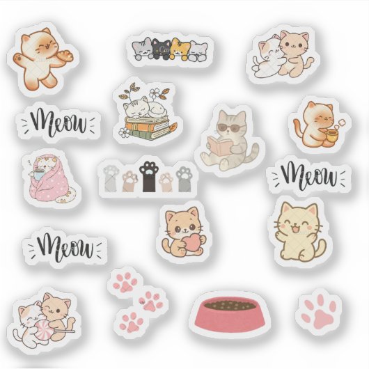 Cute Cat Sticker Sheet (Vorderseite)