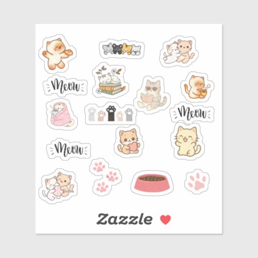 Cute Cat Sticker Sheet (Blatt)