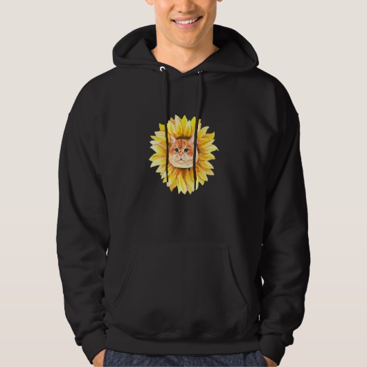 Cute Cat Sunflower Cat Hoodie (Vorderseite)
