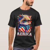 Cute Cat Sunglasses American Flag Merica  4th Of J T-Shirt (Vorderseite)