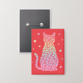  cute cat sweet rainbow hearts pastel gradient button (Vorderseite/Rückseite)