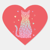  cute cat sweet rainbow hearts pastel gradient Herz-Aufkleber (Vorderseite)