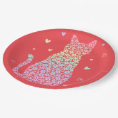 cute cat sweet rainbow hearts pastel gradient pappteller (Schrägansicht)