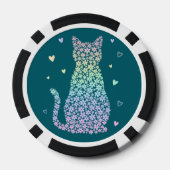  cute cat sweet rainbow hearts pastel gradient pokerchips (Rückseite)