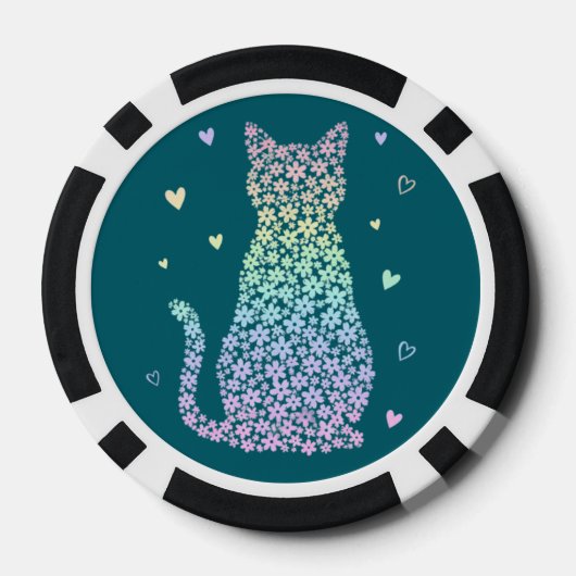 cute cat sweet rainbow hearts pastel gradient pokerchips (Rückseite)