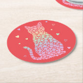  cute cat sweet rainbow hearts pastel gradient runder pappuntersetzer (Angewinkelt)