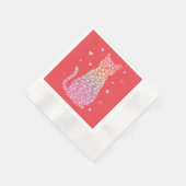  cute cat sweet rainbow hearts pastel gradient serviette (Ecke)